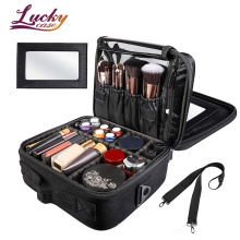 Designer Makeup Handbag Luxury Makeup Bag Black Makeup Bag Cosmetic with Small Mirror